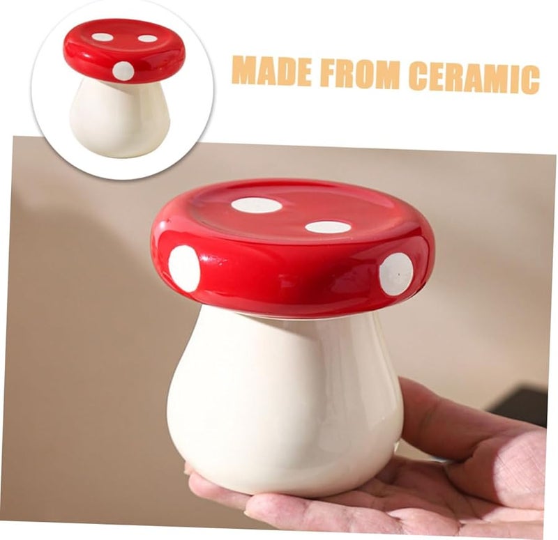 Ceramic Mushroom Toothpick Holder Dispenser Multifunctional Storage Jar Home Decor - Image 3